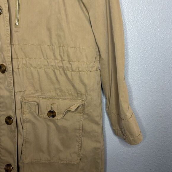 Eddie Bauer Tan Medium Weight Hooded Field Jacket Size Small Petite - Picture 5 of 11